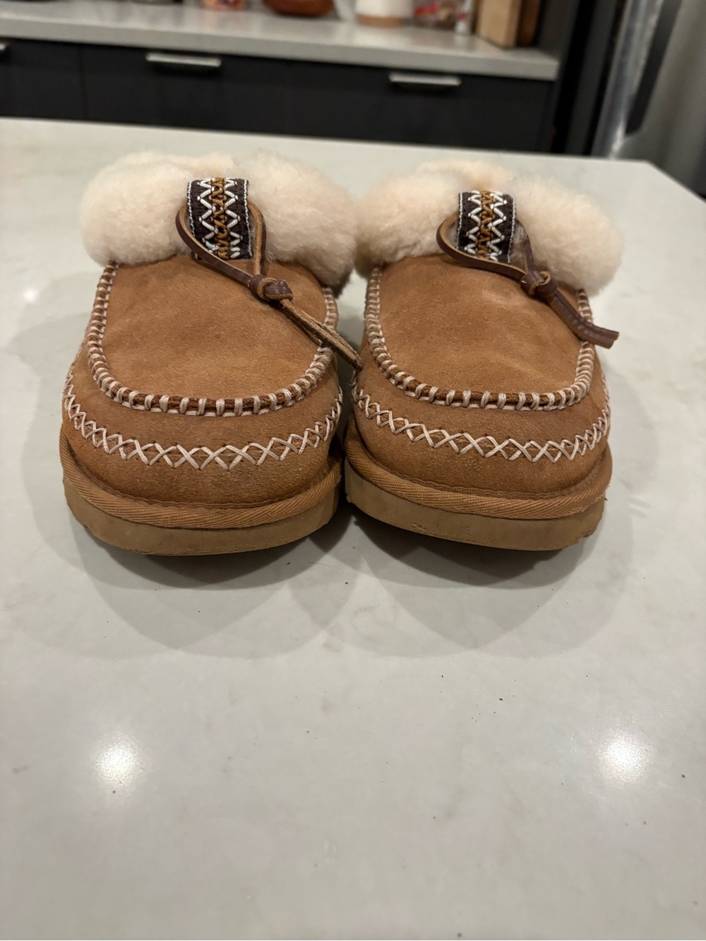 Uggs Shearling-Lined Suede Moccasin Slippers - Chestnut - Picture 13 of 13